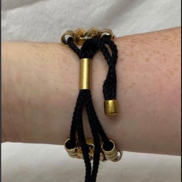 J. Crew Adjustable Gold & Black Metal, Crystal Bracelet - Picture 3 of 5